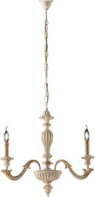 Żyrandol Leonardo z drewna w kolorze kości słoniowej i złotego liścia, 3 światła, 117 Ø43 BL180-3-AV