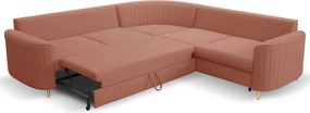 Narożnik LAREN nowoczesna sofa z funkcją spania pojemnik na pościel prawa strona CASTEL 55 251x251x85 cm