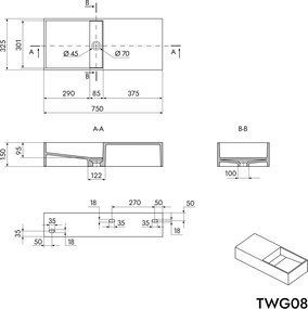Umywalka ścienna / nablatowa TWG08
