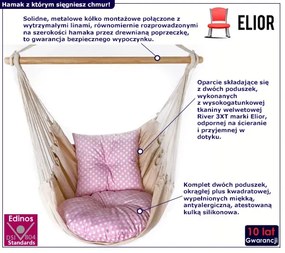 Huśtawka hamak brazylijski na taras różowy + biały - Wetar