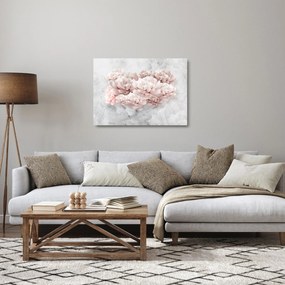 Obraz na szkle - Różowe kwiaty na ścianie (70x50 cm)
