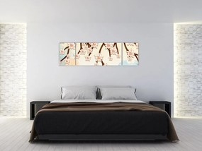 Obraz - Kwiaty na gałęziach, kolorowe (170x50 cm)