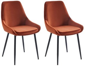 Zestaw 2 krzeseł MASURIE - welur - kolor terakota