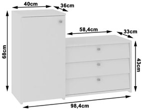 Klasyczna szafka na obuwie biała - Amars