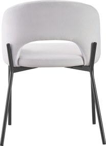 ATENA Krzesło do Jadalni Jasny Popiel, Szary, Welur z Oparciem, Czarne Nogi