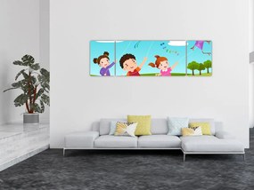 Obraz - Dzieci latają latawcem (170x50 cm)