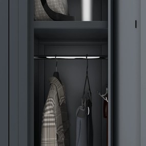 Szafka pracownicza metalowa antracytowa: czterokomorowa KACPER II, 600 x 1800 x 500 mm