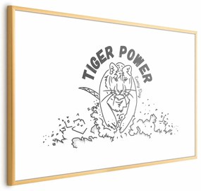 Plakat Tiger power 90x60 cm z ramą złotą z marginesem ARTGEIST B