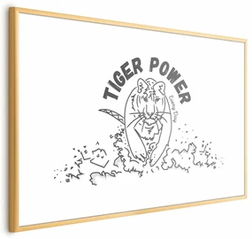 Plakat Tiger power 90x60 cm z ramą złotą z marginesem ARTGEIST B