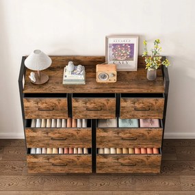 Komoda rustykalna brązowa z 7 szufladami – 98 × 85 × 28,5 cm, styl industrialny loft