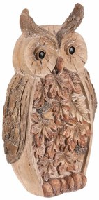 Jesienna dekoracja Sowa z oświetleniem, 21 x 12 x37 cm, magnez, imitacja drewna