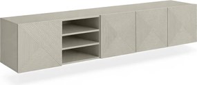 Szafka RTV wisząca Asha 200 cm z ryflowanym frontem i wnęką - kaszmir