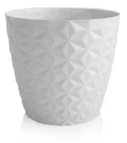 Crystal matt doniczka z recyklingu16 cm, lodowa biel, 16 cm