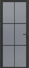 Blok drzwiowy odwracalny z aluminium i szkła hartowanego dymionego – W204 x S93 cm – Czarny – SEROTO