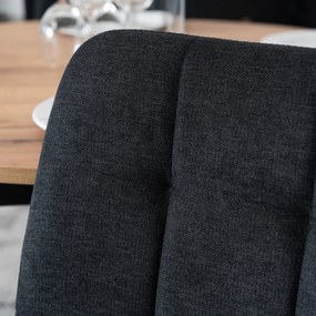 Zestaw Stół Okrągły Rozkładany HARRY 102-142 cm Dąb Craft/Czarny i 6 Krzeseł Tapicerowanych PERU 2 Czarnych Nowoczesnych