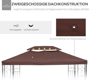 Outsunny baldachim do metalowych pawilonów pawilon ogrodowy namiot imprezowy namiot ogrodowy poliester 3x4 m kawowy