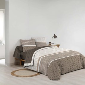 Brązowa bawełniana pościel dwuosobowa z prześcieradłem/6-częściowa 240x220 cm Pacha – douceur d'intérieur