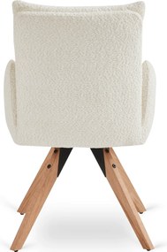 Krzesło Tapicerowane Obrotowe WILLA Kremowe Nowoczesne Boucle