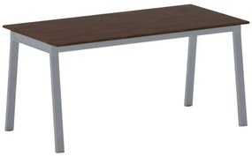 Stół konferencyjny do biura PRIMO BASIC, 160x80 cm, szaro-srebrna podstawa, orzech
