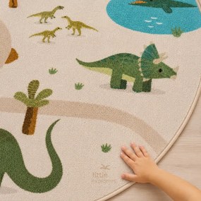 Dywan dziecięcy Coco Dinozaury beżowe koło 200 cm x 200 cm