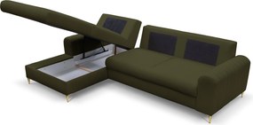 Masseno Narożnik VERONA z funkcją spania i pojemnikiem na pościel Narozniki L, Rozkładana sofa - Oliwkowy, LOFT 10