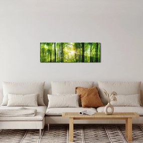 Obraz - Świt w lesie (z zegarem) (90x30 cm)