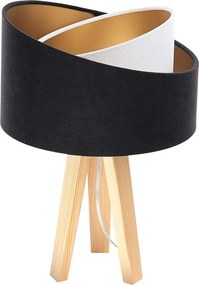 Czarno-biała lampa stołowa z podwójnym welurowym kloszem - A354 F4-P35