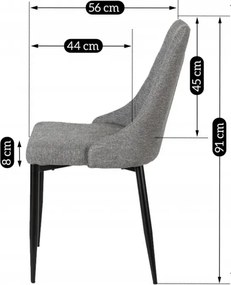 Krzesło Tapicerowane do Salonu CORK 2 Szare Nowoczesne Loft