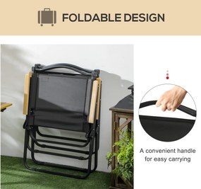 Outsunny Krzesła kempingowe, 2 szt., Składane, ze Stalą, Czarne