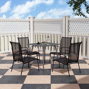 Outsunny Stół ogrodowy dla 4 osób, Stół zewnętrzny z ramą stalową, Łatwy w czyszczeniu, Odporny na rdzę, 80 x 80 x 74 cm, Szary