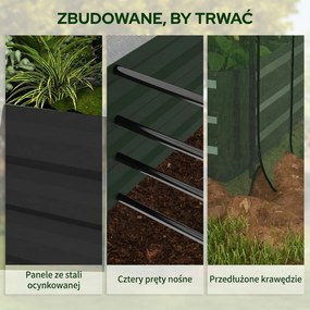 Outsunny Wysokie Łóżko Ogrodowe ze Stali 230x110x110cm z Siatką Ochronną Ciemnoszary | Aosom PL