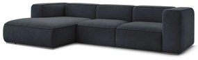 Ciemnoniebieski narożnik z materiału bouclé (lewostronny) Zephyr – Bobochic Paris