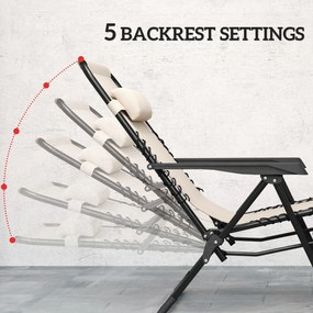 Outsunny Zestaw Ogrodowy 3-Częściowy z Leżakami i Stolikiem, Beżowy, 90x65x110 cm