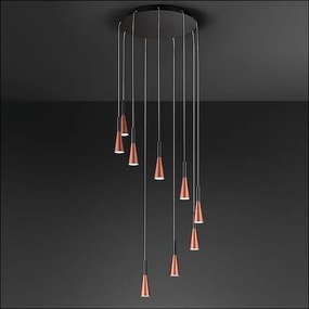 Lampa wisząca CONE, matowe różowe złoto, czerń, 9x7W, 3000K, Perenz