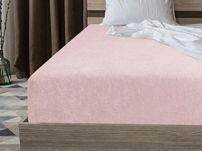 PrzytulneMieszkanie.pl Prześcieradło z gumką fleece MOLTON jasnoróżowe 180 x 200 cm