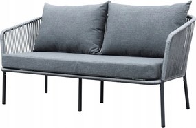 Zestaw mebli ogrodowych antracyt aluminiowa sofa 2 fotele stolik sznurowany