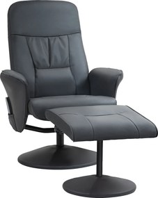 HOMCOM Fotel Masujący z Podnóżkiem, Ergonomiczne Krzesło z 10 Punktami Wibracji, Skóra Ekologiczna, 76 x 81 x 105 cm, Ciemnoszary