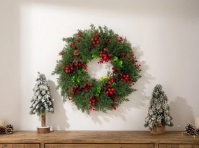 Wieniec adwentowy na drzwi RED BERRIES Ø 35 cm, zielony/czerwony