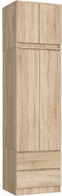 Szafa AKORD S60 z nadstawką Dąb Sonoma 60 cm 2 drzwi 2 szuflady kolor Dąb Sonoma mat 3 półki 60x51x234 cm