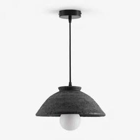 Lampa Sufitowa Wisząca Z Terakoty Sainza Ø32 Cm & Czarny Węgiel - Sklum