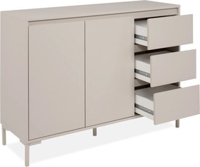 Beżowa komoda Korsika 120 cm z szafkami i szufladami