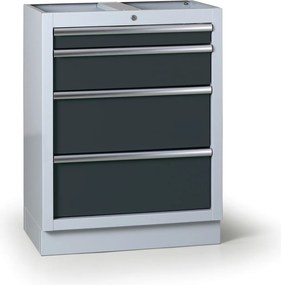 Szafka warsztatowa do blatu G2, 4 szuflady, 680 x 455 x 910 mm, grafitowy