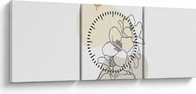 Obraz - Beżowe kwiaty z motylem N⁰3 (z zegarem) (90x30 cm)