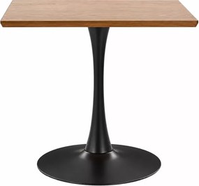 Nowoczesny stół Birma 60x60 cm do kuchni, jadalni i salonu z blatem laminowanym w kolorze drewna dębowego i metalowa czarną nogą