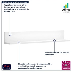 Biała półka 90 cm wisząca w stylu skandynawskim F3-L91