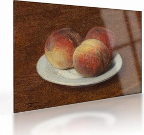 Obraz na szkle - Henri Fantin-Latour, Three Peaches on a Plate, reprodukcje (70x50 cm)