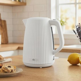 HOMCOM Elektryczny czajnik 1,7 l funkcja szybkiego gotowania, 2200W, z wyjmowanym filtrem osadów, automatyczne wyłączanie, kremowobiały | Aosom PL