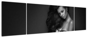 Obraz - Czarno - biały portret uwodzicielskiej kobiety (170x50 cm)