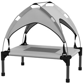 PawHut Łóżko dla psa z baldachimem na zewnątrz, przenośne, wodoodporne, do 30 kg, 61 x 46 x 63 cm, Jasnoszary
