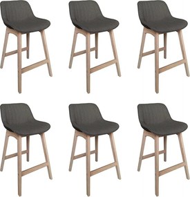 Komplet dębowych krzeseł wyspowych i barowych z siedziskiem z tkaniny MELLOW o szerokości 65 cm